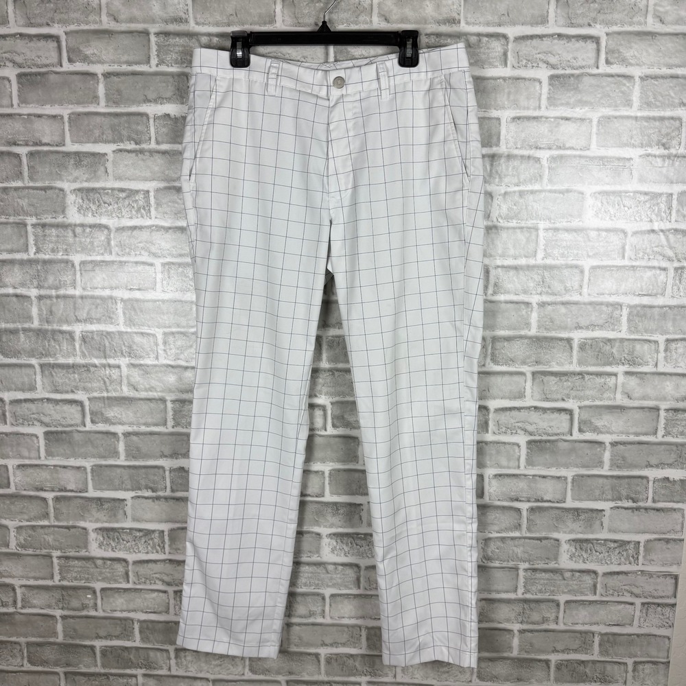 Bonobos Golf Pants Mens 34x32 Slim White Navy Windowpane Check Performance Chino